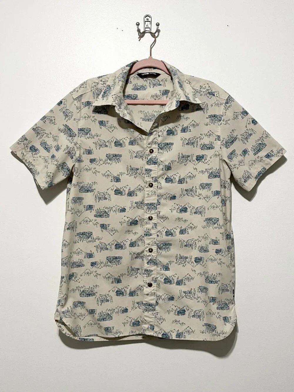 North Face Mens Short Sleeve Button Up Shirt L Cabin Camping Gorpcore Outdoor